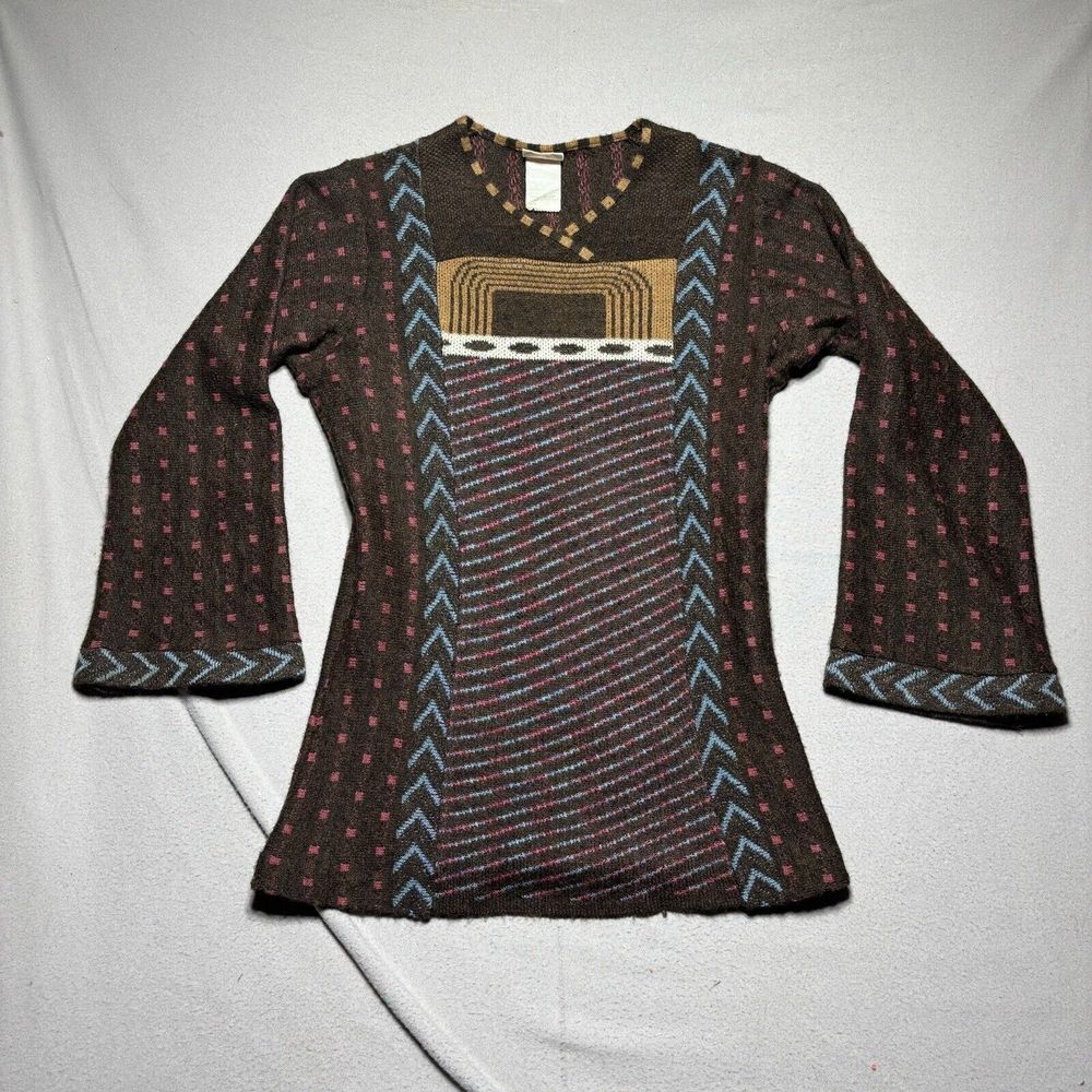 The Red‎ Eye size Small Vintage sweater Hippie Bohemian Flare Sleeves